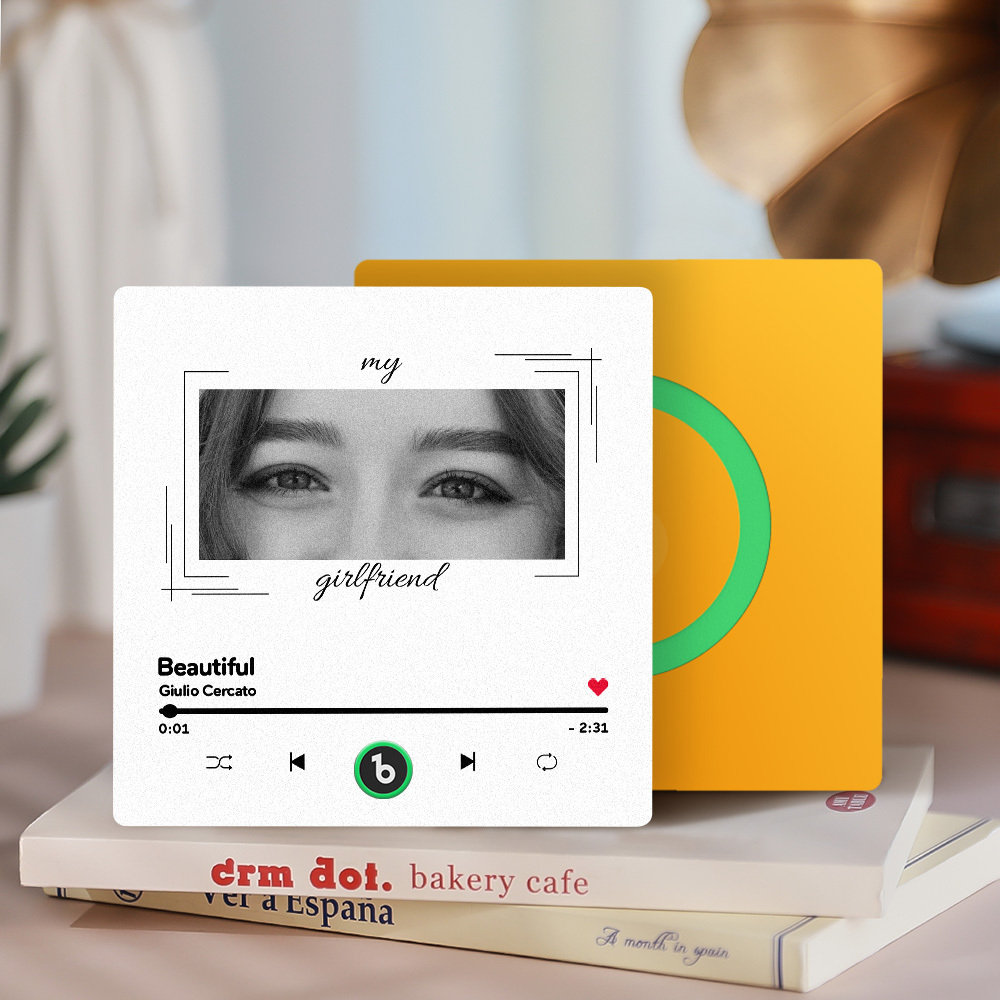 Custom Eyes and Name Music Fridge Magnet and Photo with Frame Music Wall Photo Sticker Music Movement That Can Be Played Best Gifts for Her -  NameNecklaceUK