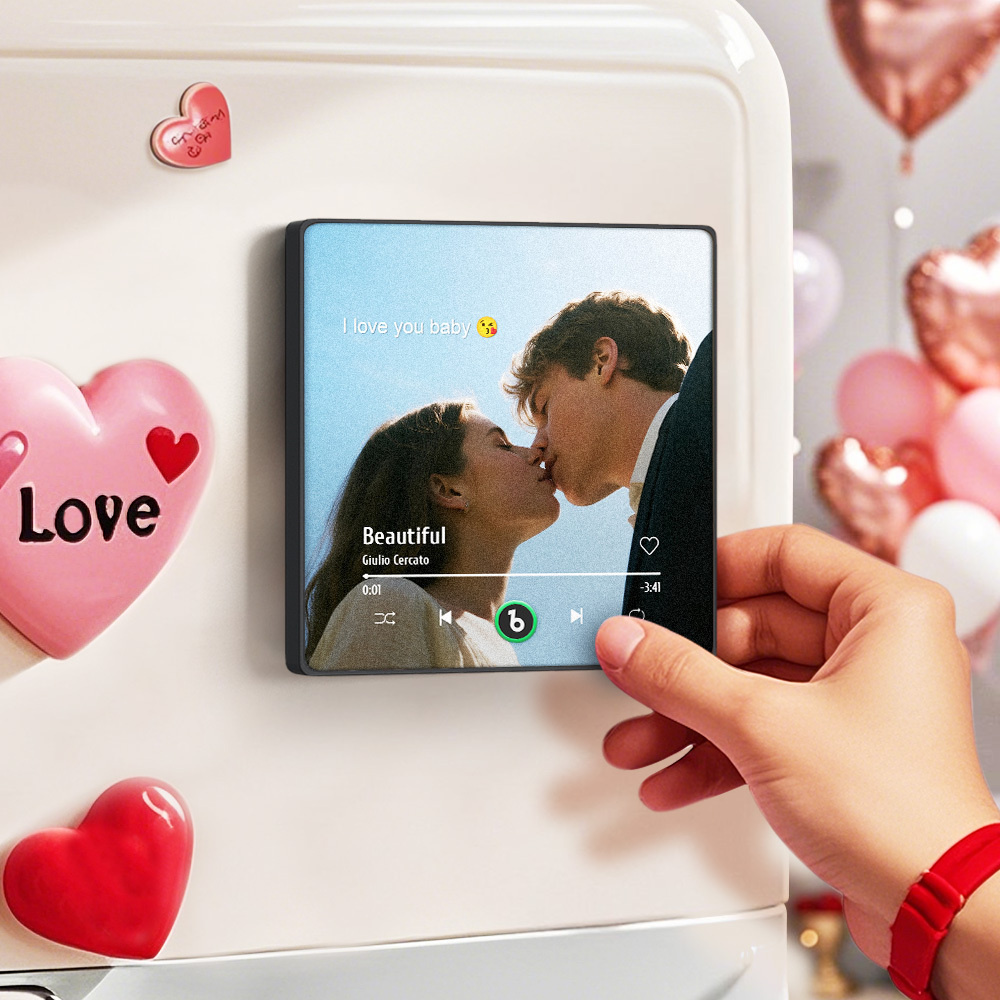 Custom Music Fridge Magnet Personalized Gift with Recordable Voice Photo Unique Anniversary Wedding Christmas Present for Her Him Couples -  NameNecklaceUK