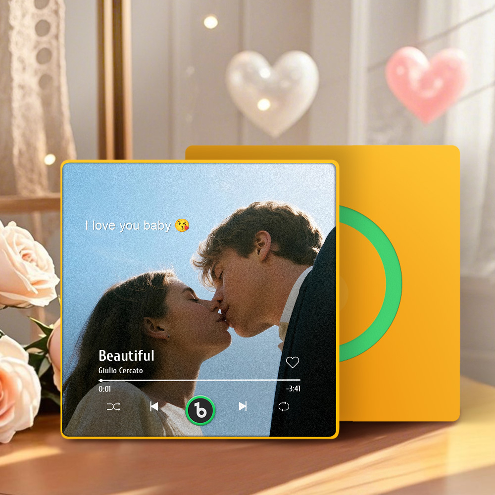Custom Music Fridge Magnet Personalized Gift with Recordable Voice Photo Unique Anniversary Wedding Christmas Present for Her Him Couples -  NameNecklaceUK