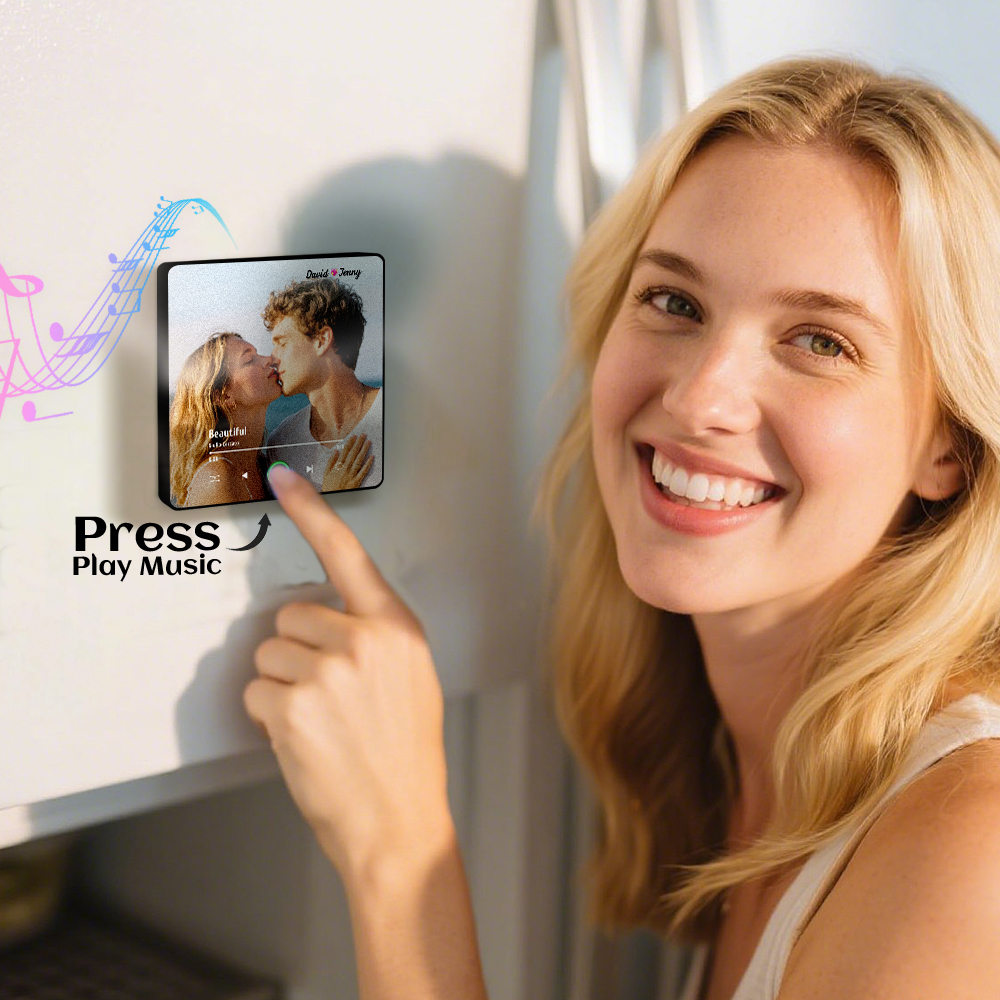 Custom Music Fridge Magnet Personalized Gift with Recordable Voice Photo Unique Anniversary Wedding Christmas Present for Her Him Couples -  NameNecklaceUK