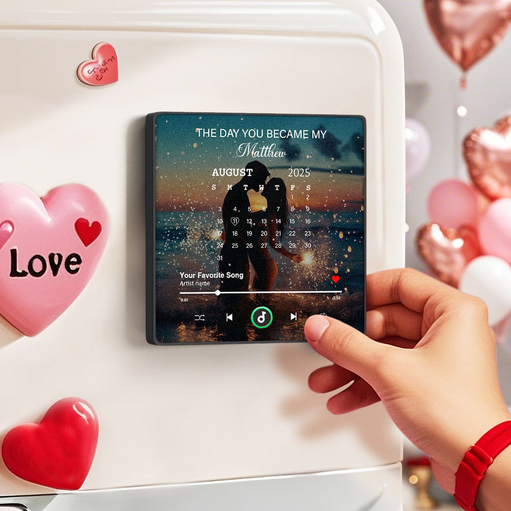 Custom Music Fridge Magnet Personalized Gift with Recordable Voice Photo Unique Anniversary Wedding Christmas Present for Her Him Couples -  NameNecklaceUK