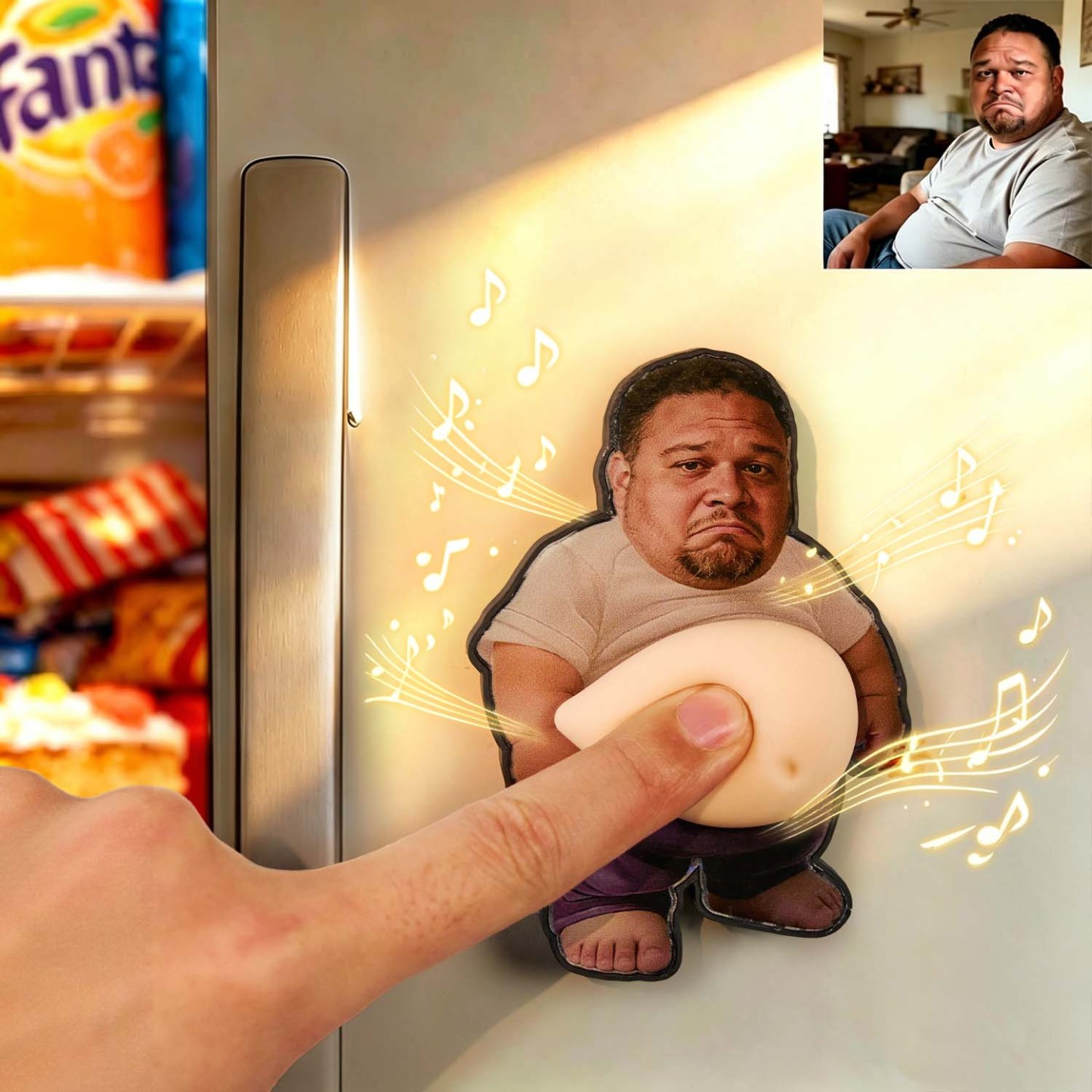 Personalized Squishy Photo&Music Fridge Magnet – Custom Photo Character Squeeze Belly Magnet with Built-in Sound, Funny Gift for Family & Couples -  NameNecklaceUK
