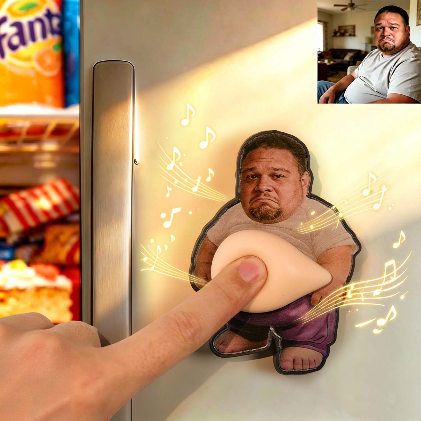 Personalized Squishy Photo&Music Fridge Magnet – Custom Photo Character Squeeze Belly Magnet with Built-in Sound, Funny Gift for Family & Couples -  NameNecklaceUK
