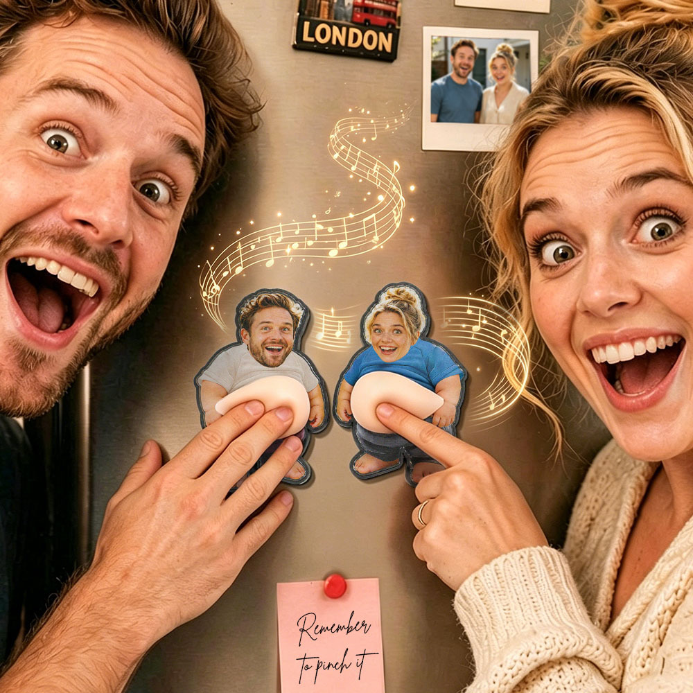 Personalized Squishy Photo&Music Fridge Magnet – Custom Photo Character Squeeze Belly Magnet with Built-in Sound, Funny Gift for Family & Couples -  NameNecklaceUK