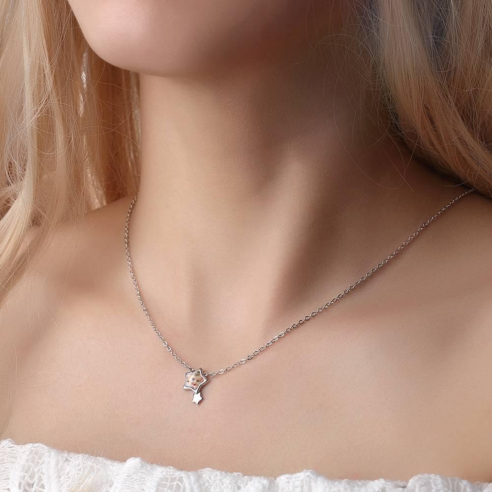 Stars Photo Necklace Silver - yournamencklaceuk