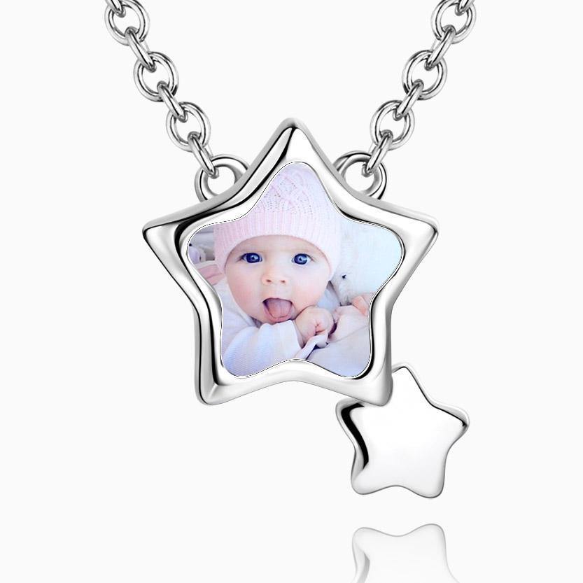 Stars Photo Necklace Silver - yournamencklaceuk