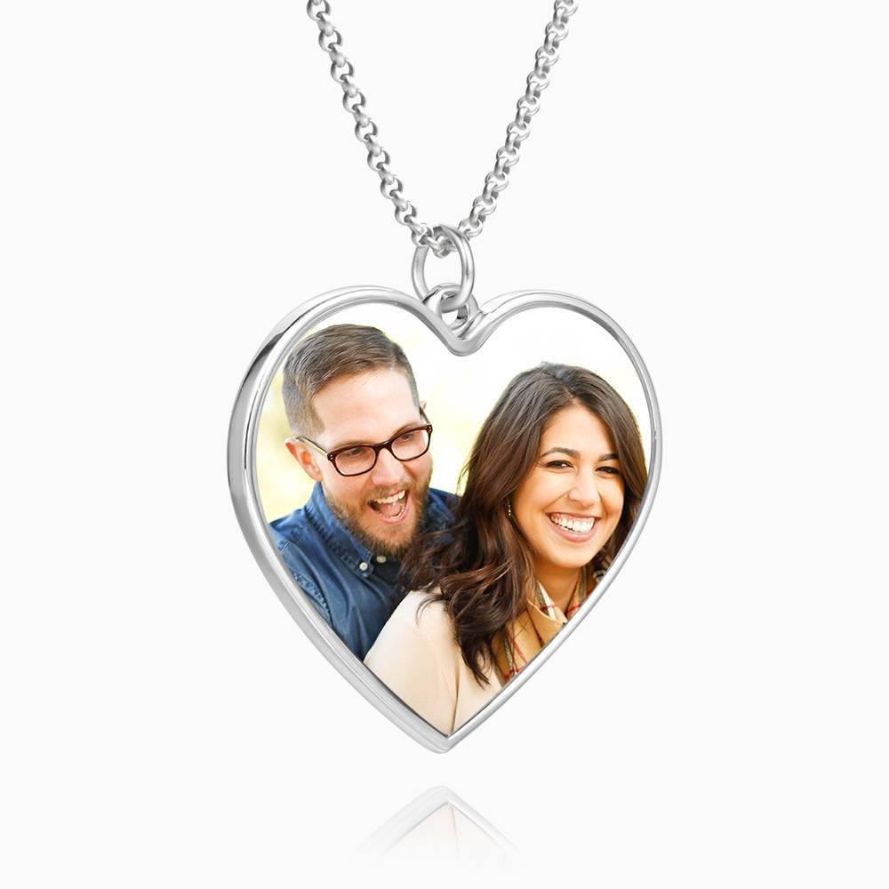 Engraved Heart Tag Photo Necklace Silver - yournamencklaceuk