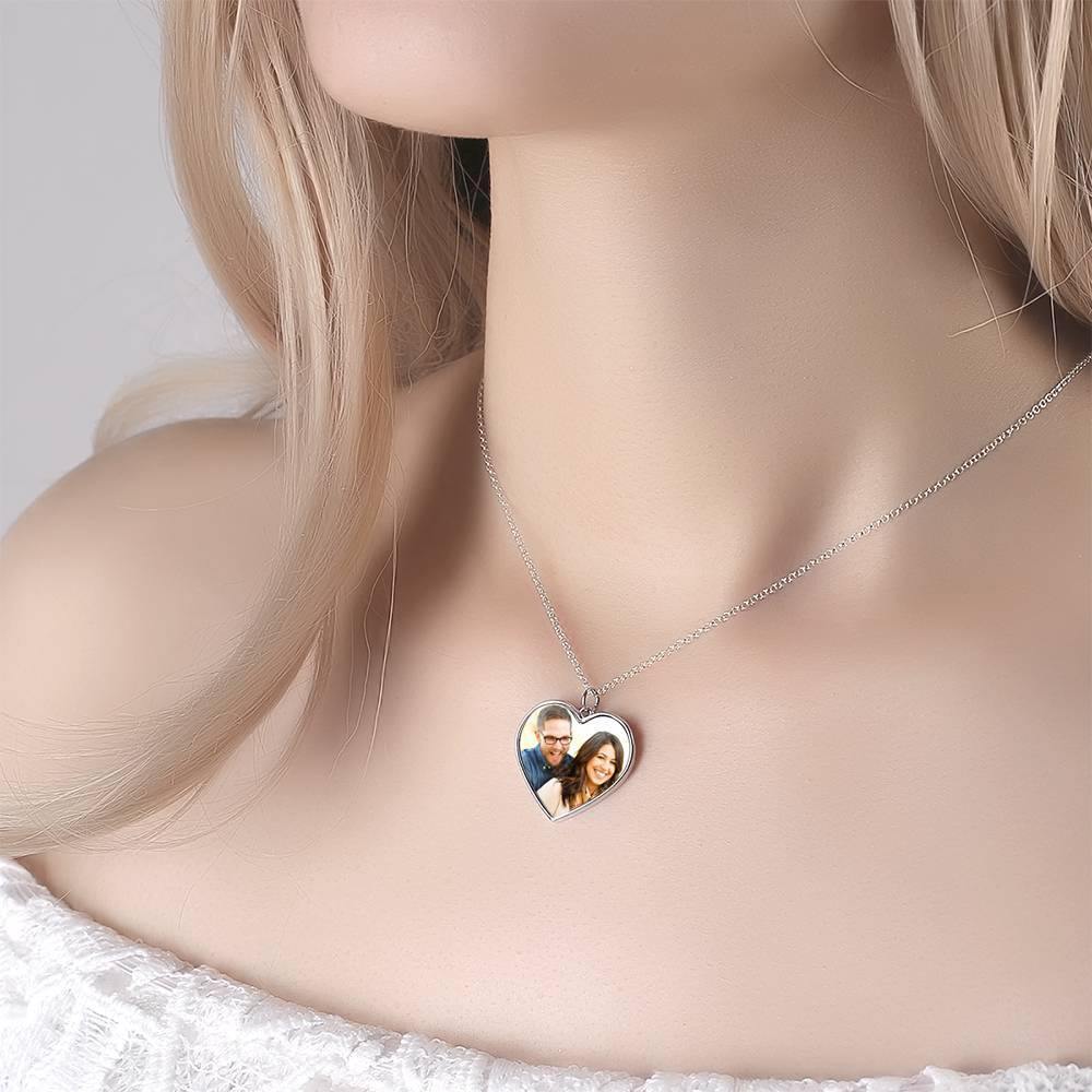 Engraved Heart Tag Photo Necklace Silver - yournamencklaceuk