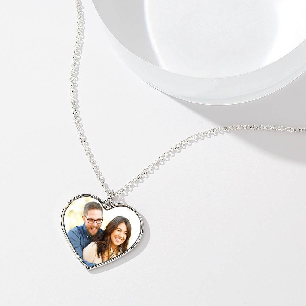Engraved Heart Tag Photo Necklace Silver - yournamencklaceuk