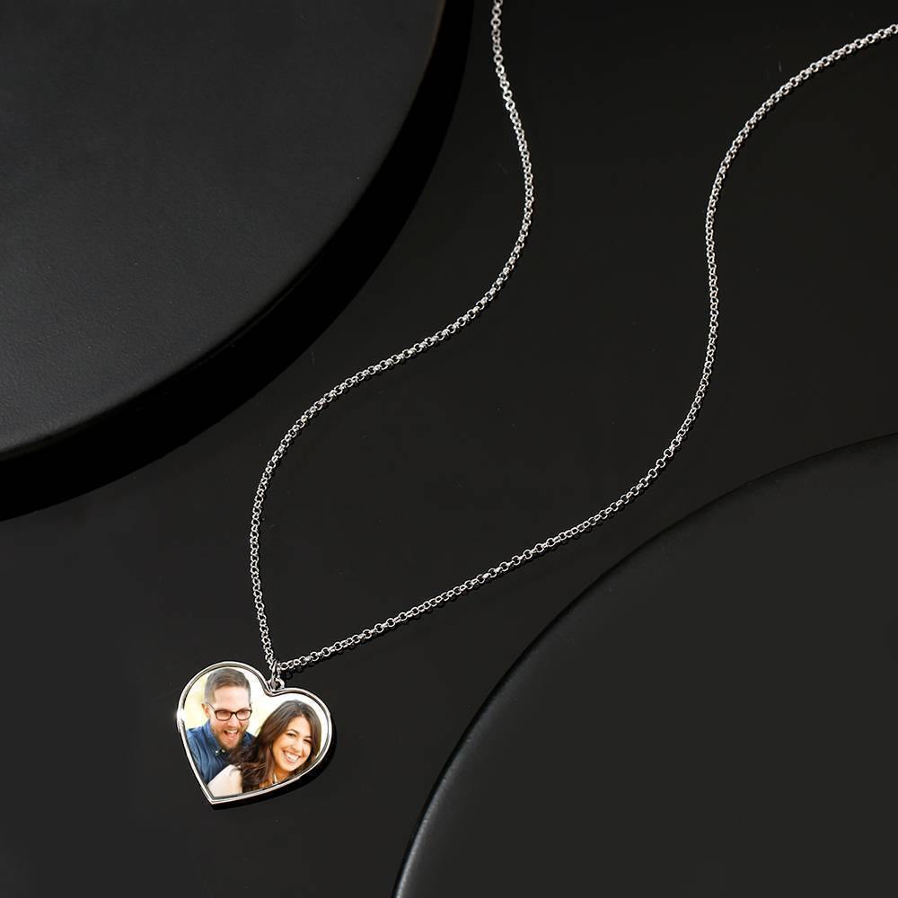Engraved Heart Tag Photo Necklace Silver - yournamencklaceuk