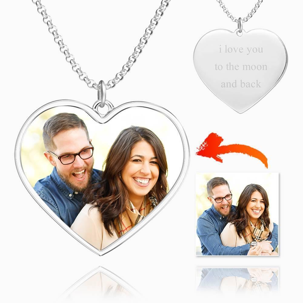 Engraved Heart Tag Photo Necklace Silver - yournamencklaceuk