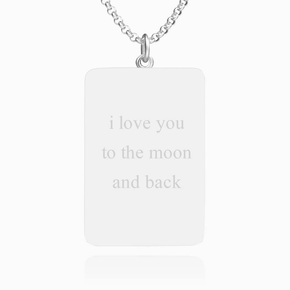 Engraved Rectangle Tag Photo Necklace Silver - yournamencklaceuk