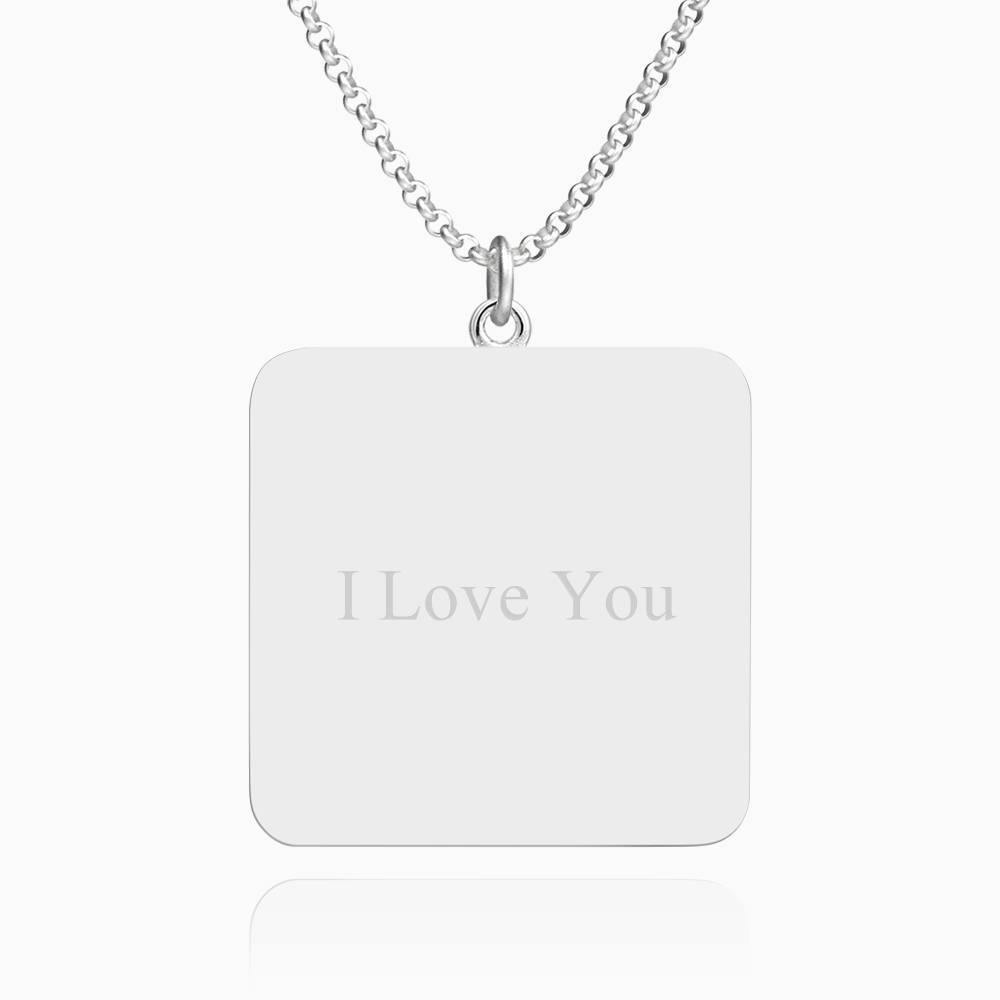 Engraved Square Tag Photo Necklace Silver - yournamencklaceuk
