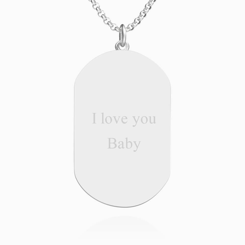 Engraved Photo Tag Necklace Silver