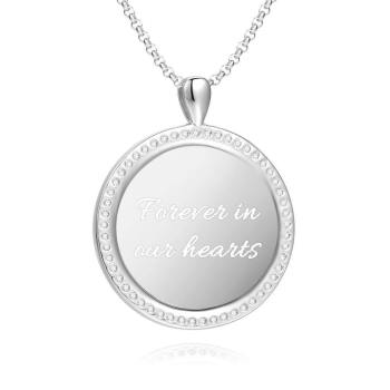 Women's Personalized Photo Engraved Necklace, Rhinestone Crystal Round Shape Photo Necklace Platinum Plated Silver - Colorful - yournamencklaceuk
