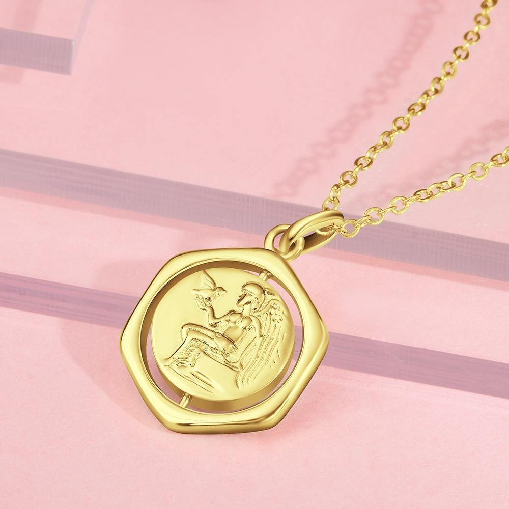 Photo Necklace Victory Wishing Coin Good Luck Necklace 14k Gold Plated Silver - yournamencklaceuk
