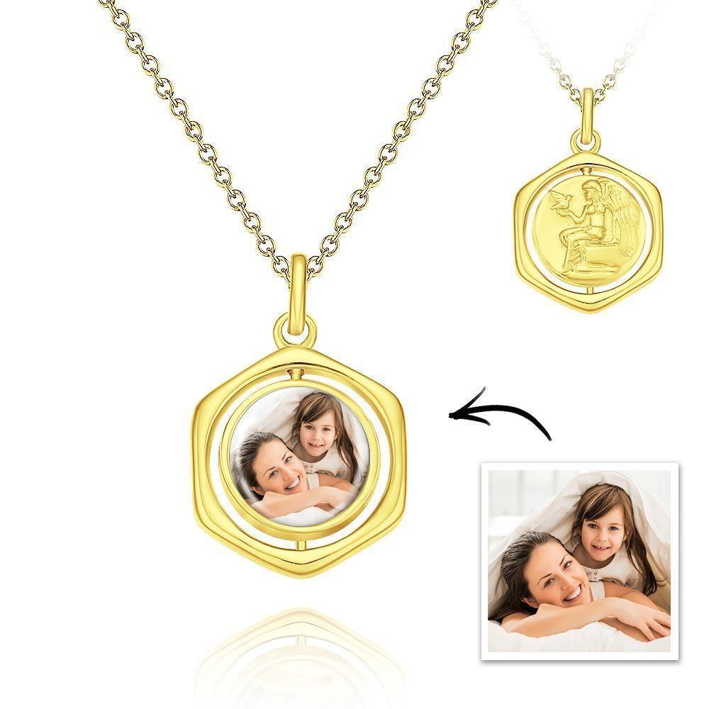 Photo Necklace Victory Wishing Coin Memorial Gifts for Her Silver - yournamencklaceuk