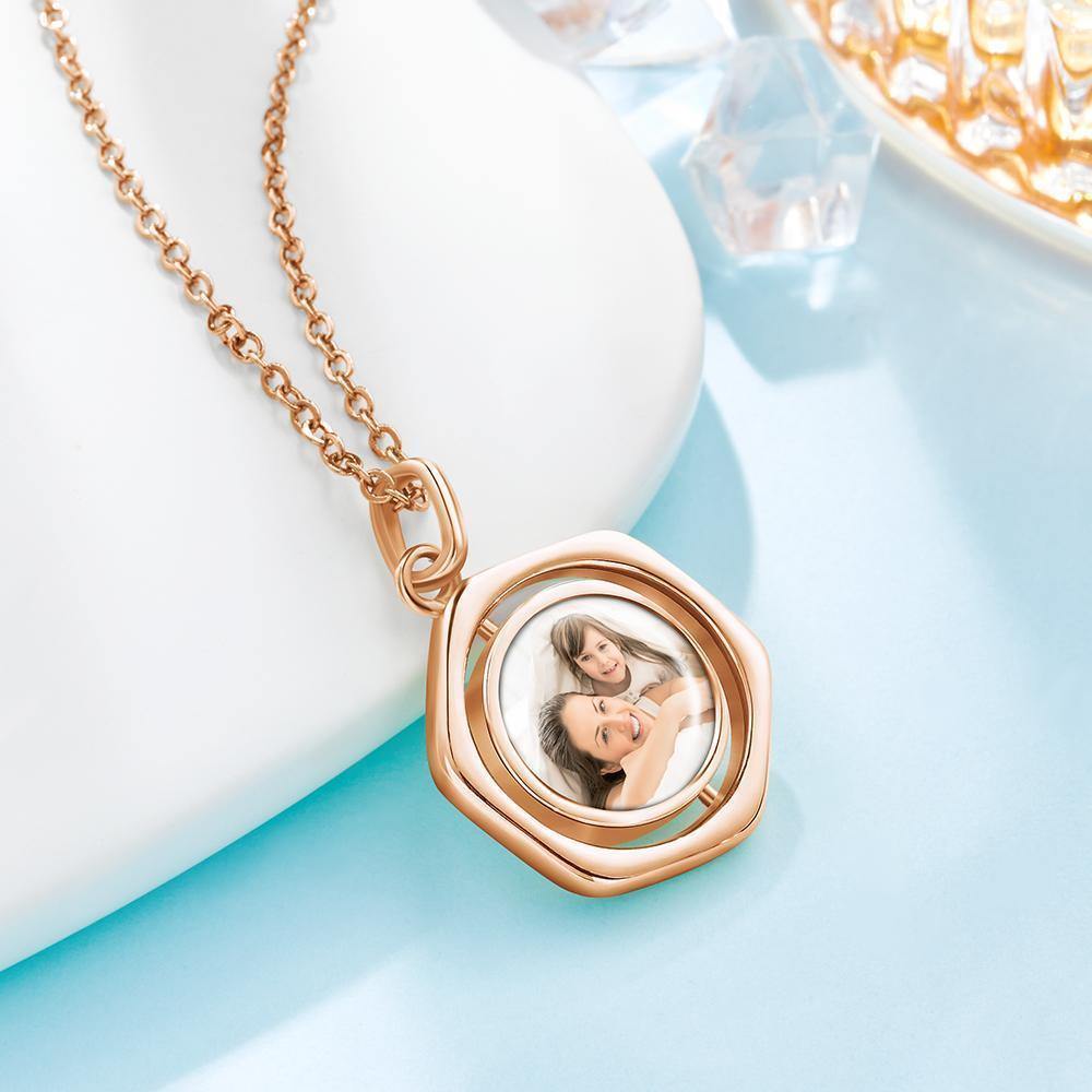 Photo Necklace Victory Wishing Coin Necklace Gift for Her Rose Gold Plated Silver - yournamencklaceuk