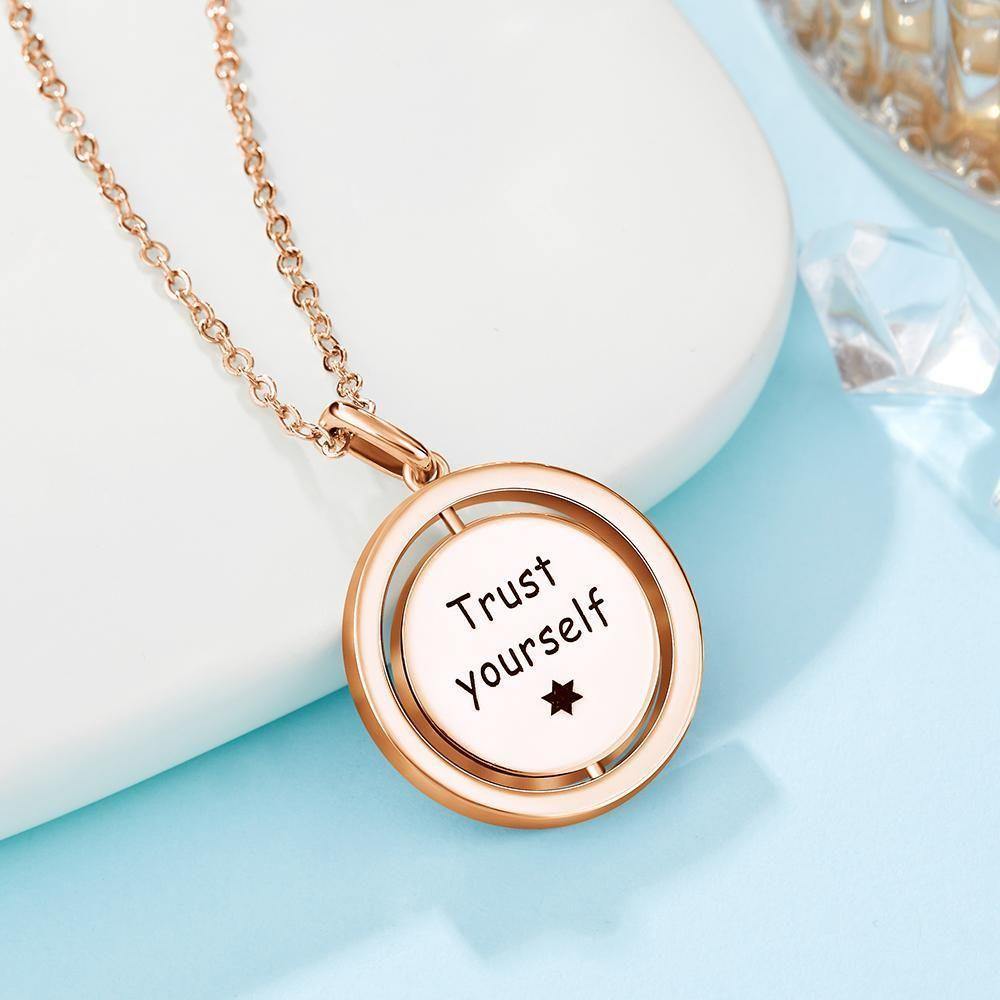 Photo Engraved Necklace Blessing Coin Necklace Gift for Her Rose Gold Plated Silver - yournamencklaceuk