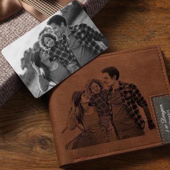 Custom Photo Wallet Insert Card Black - yournamenecklaceuk