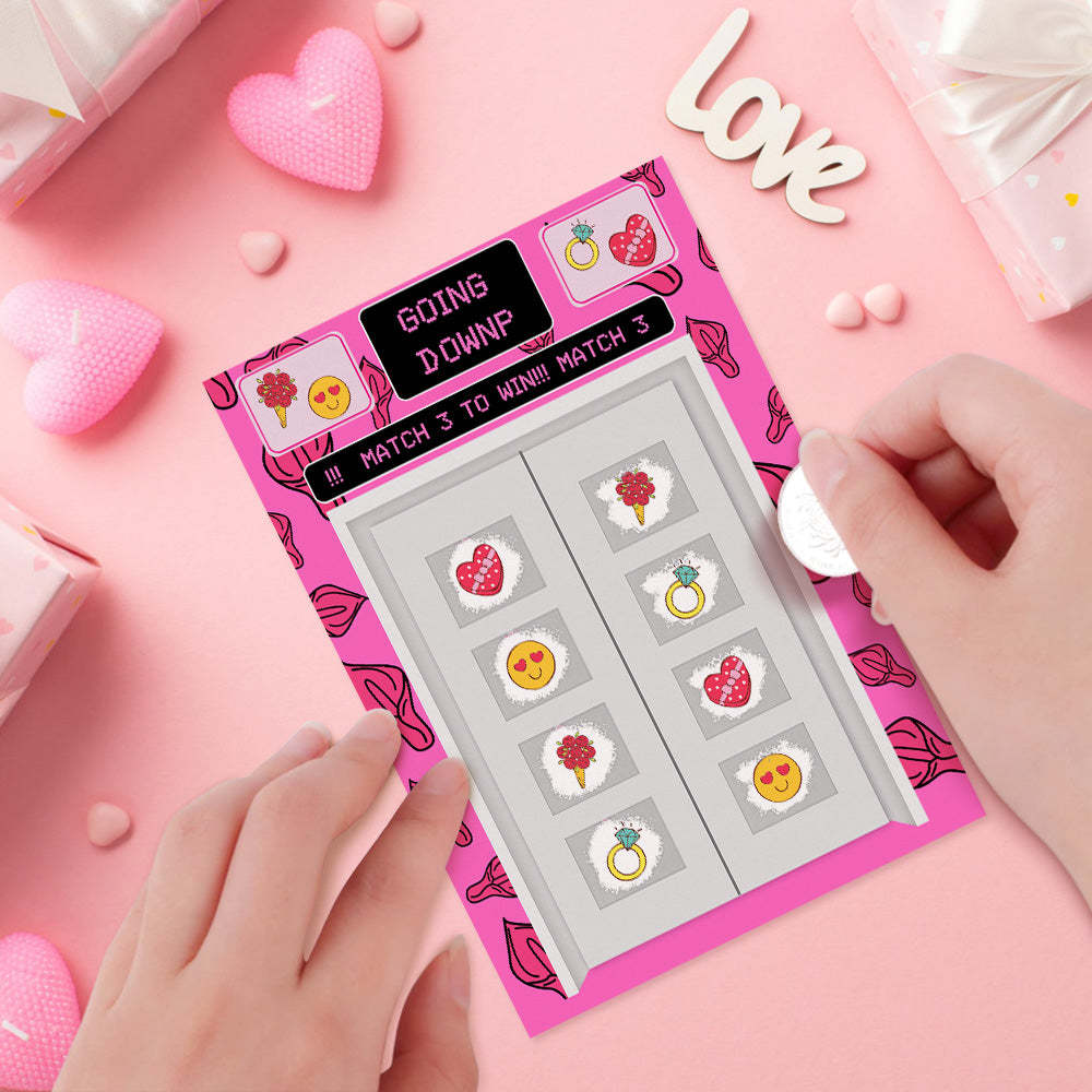 Going Down Scratch Card Valentine's Day Surprise Funny Scratch off Card - yournamenecklaceuk