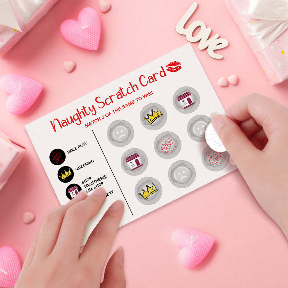 Naughty Scratch Card Funny Valentine's Day Scratch off Card Match 3 to Win Card - yournamenecklaceuk