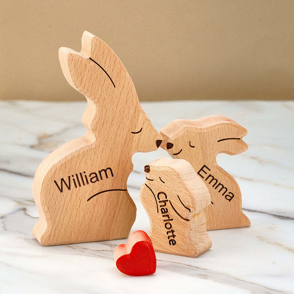 Wooden Rabbit Family Puzzle Custom Names House Warming Gifts Home Decor - yournamenecklaceuk