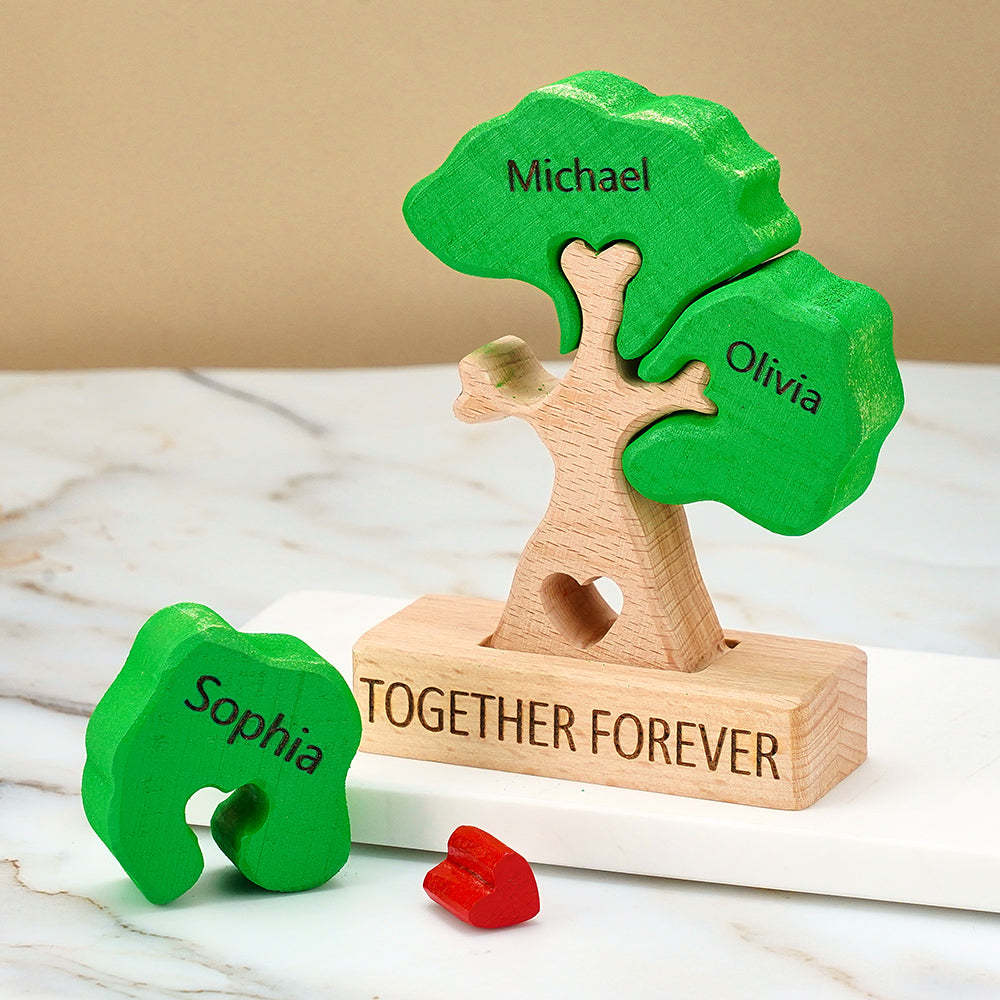 Wooden Family Tree Puzzle Custom Names Home Decor House Warming Gifts - yournamenecklaceuk