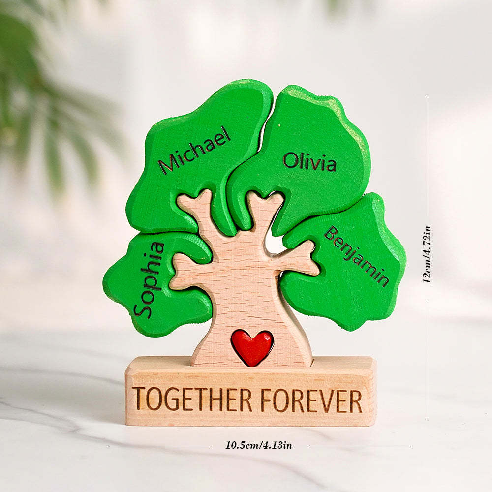 Wooden Family Tree Puzzle Custom Names Home Decor House Warming Gifts - yournamenecklaceuk