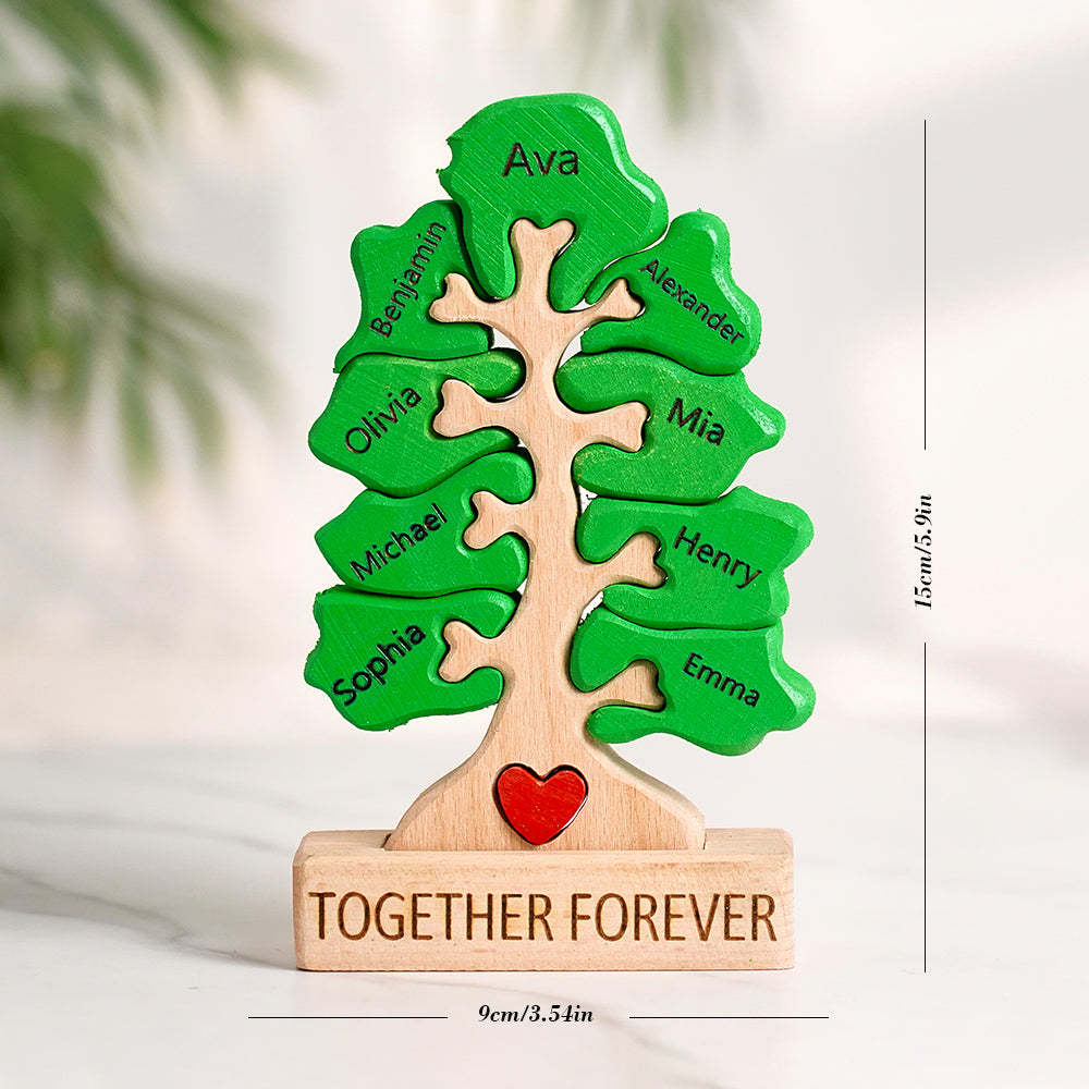 Wooden Family Tree Puzzle Custom Names Home Decor House Warming Gifts - yournamenecklaceuk