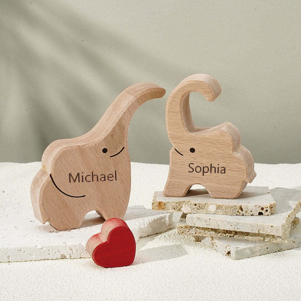 Wooden Family Elephant Puzzle Custom Names Home Decor House Warming Gifts - yournamenecklaceuk