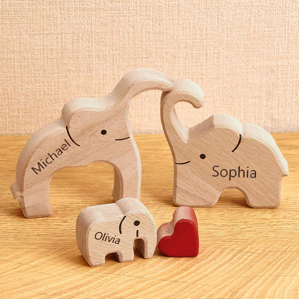 Wooden Family Elephant Puzzle Custom Names Home Decor House Warming Gifts - yournamenecklaceuk