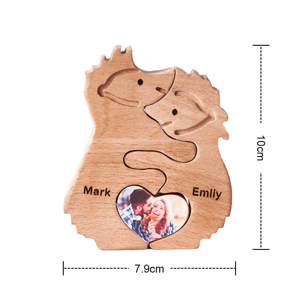 Custom Name Love Wooden Hedgehogs Puzzle for Couple Home Decor Christmas Gifts - yournamenecklaceuk