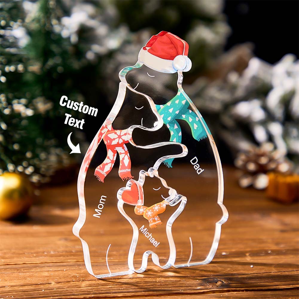 Custom Names Christmas Hugging Bear Family Acrylic Bear Family Puzzle Home Decor Christmas Gifts - yournamenecklaceuk