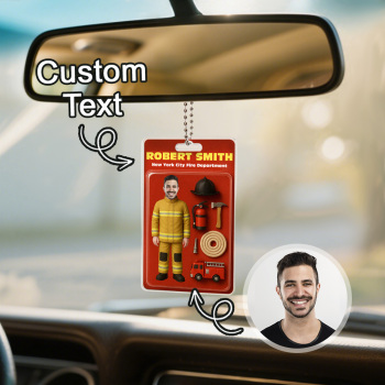 Custom 3D Effect Action Figure Pack Packaging Toy Box Style Art Gift Personalized Acrylic Car Hanger Gift for Firefighter