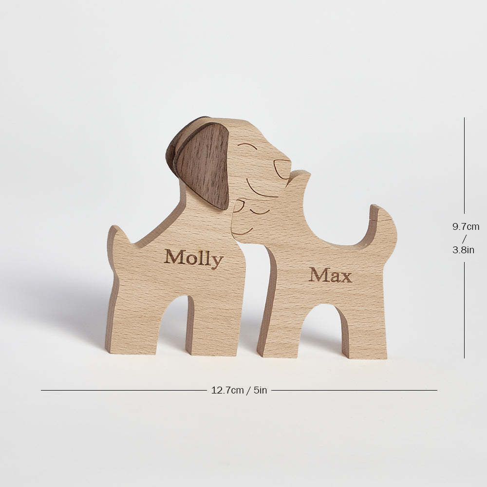 Love Couple Dog Wooden Blocks Custom Name Table Decor Vallentine's Day Gifts - yournamenecklaceuk