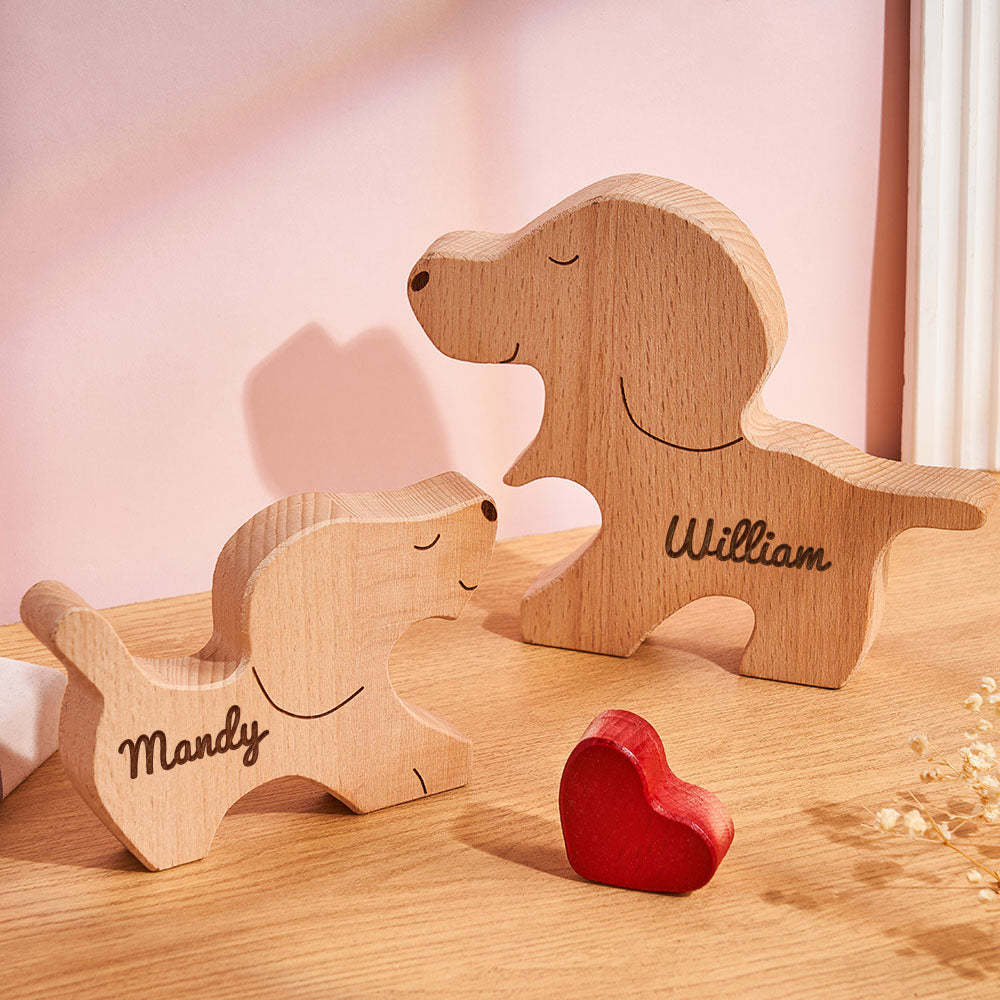 Custom Name Wooden Dog Couple Heart Blocks Valentine's Day Gifts - yournamenecklaceuk