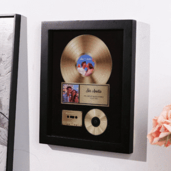 Personalized Golden Record Style Music Decor, Custom Music Photo Name, Custom Photo Music Plaque, Personalized Song Plaque, Click to Play No Phone Needed for Loved Ones -  NameNecklaceUK