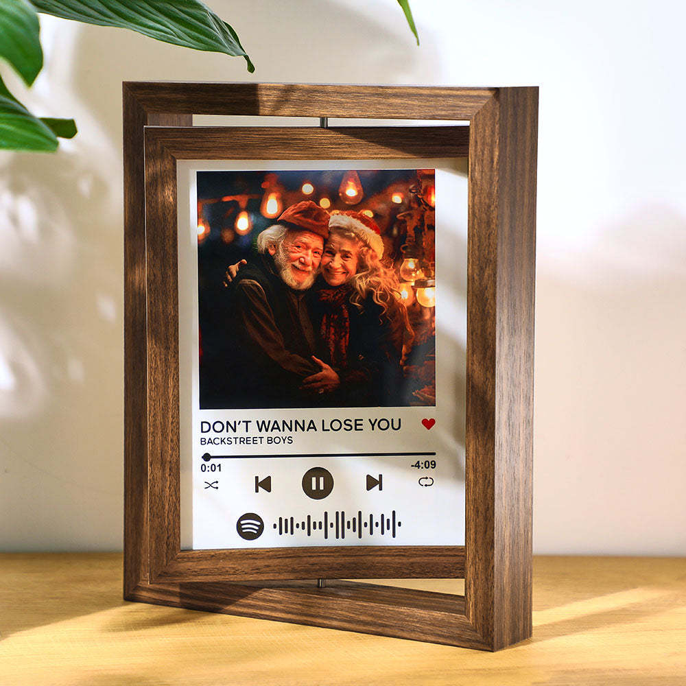 Custom Photo Spotify Rotating Frame Scannable Spotify Code Floating Picture Decor Frame Gifts For Couples - yournamenecklaceuk