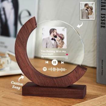 Scannable Custom Music Code Crystal Music Plaque with Personalized Photo - yournamenecklaceuk