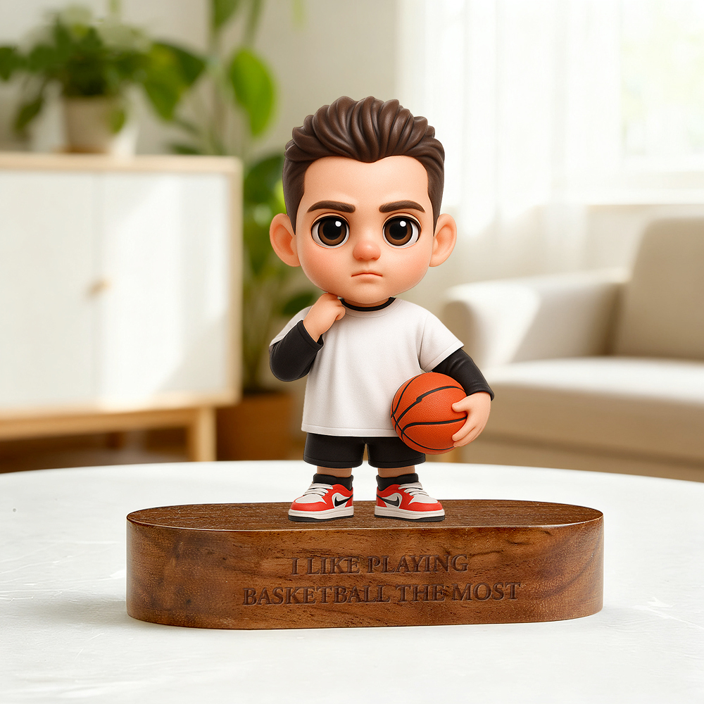 Valentine's Day gift Custom 3D Figurine Engraved Wooden Base Custom Name Personalized Message Solid Wood Stand for Home Decor & Anniversary Keepsake Gift -  NameNecklaceUK