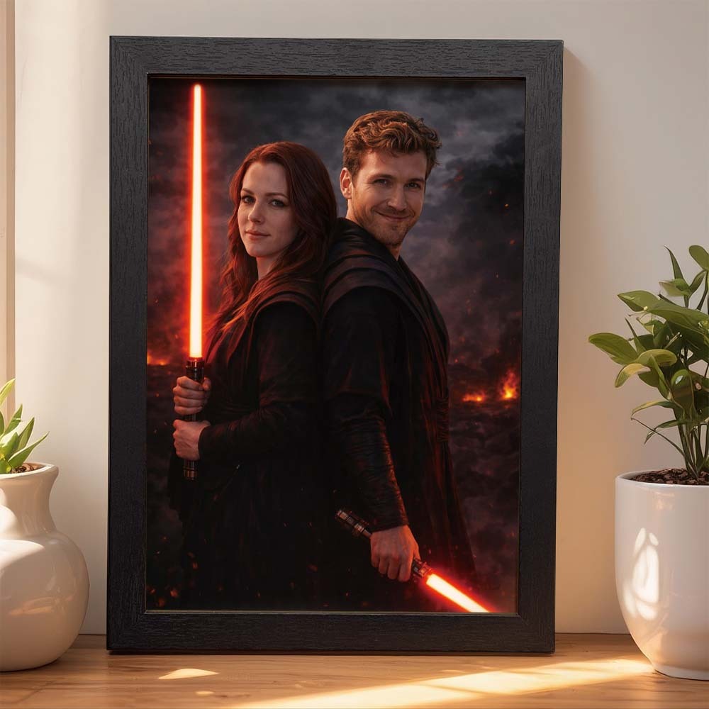 Custom Lightsaber Galactic Hero Couple Portrait Frame Gift Valentine's Day Gifts for Couple -  NameNecklaceUK