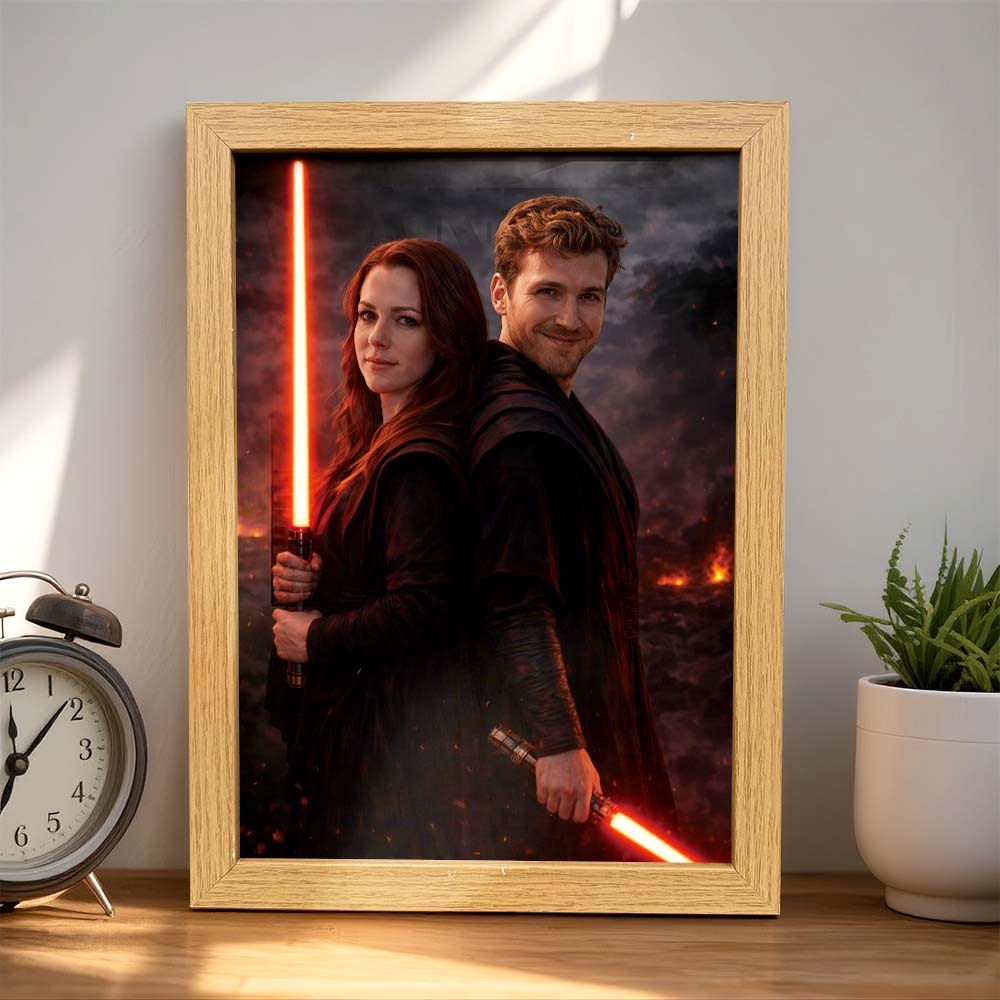 Custom Lightsaber Galactic Hero Couple Portrait Frame Gift Valentine's Day Gifts for Couple -  NameNecklaceUK