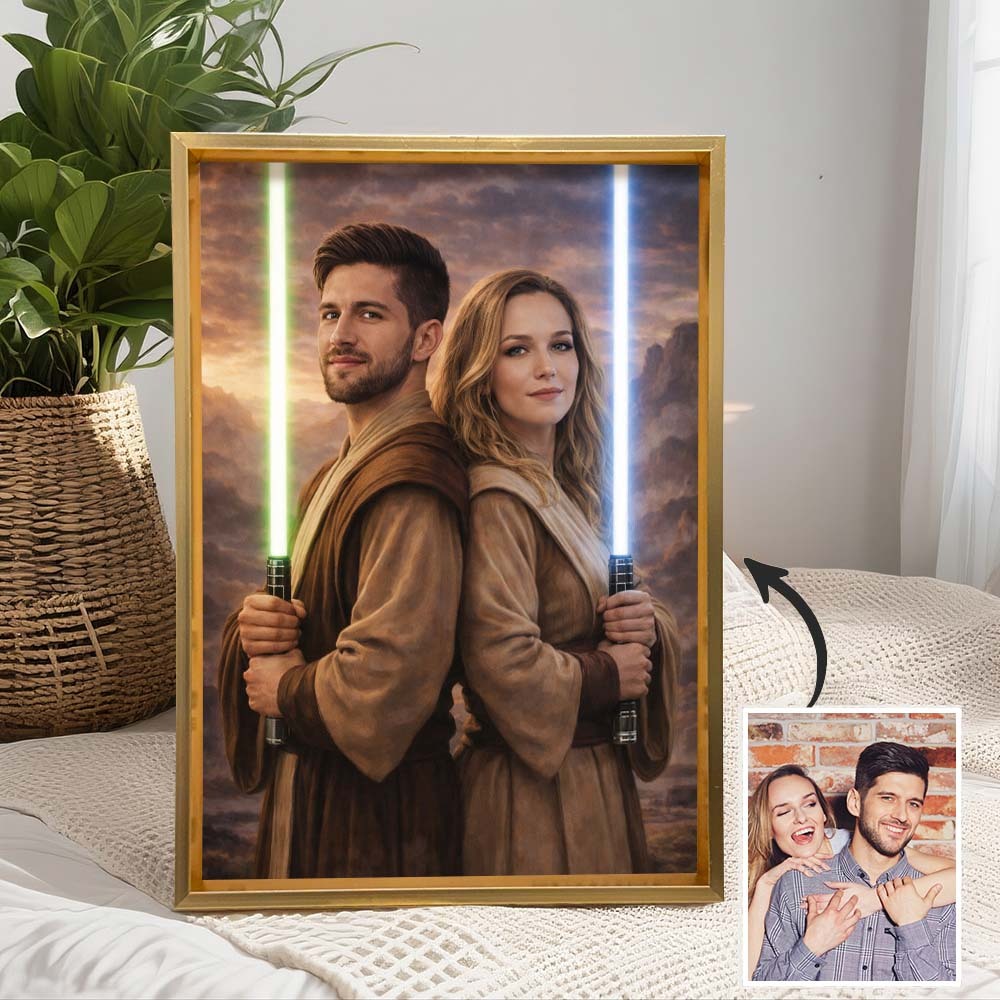 Custom Lightsaber Galactic Hero Couple Portrait Frame Gift Valentine's Day Gifts for Couple -  NameNecklaceUK