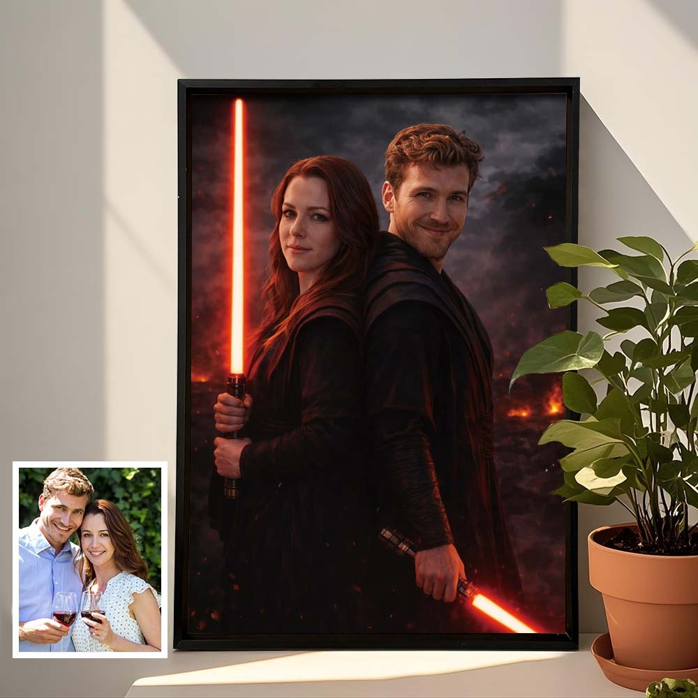Custom Lightsaber Galactic Hero Couple Portrait Frame Gift Valentine's Day Gifts for Couple -  NameNecklaceUK