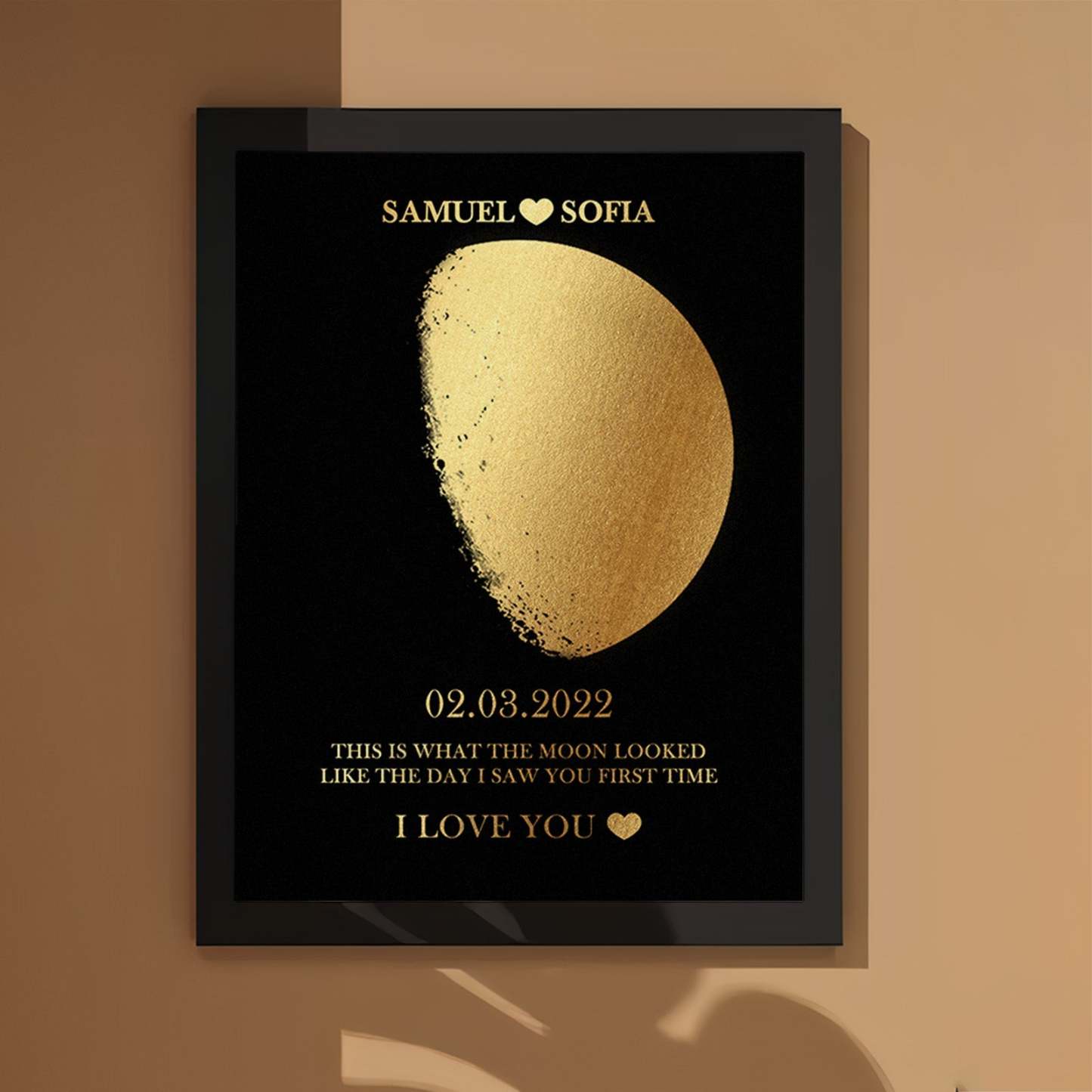 Custom Moon Phase Foil Print Wooden Frame Personalized Name and Text Family Gift - yournamenecklaceuk