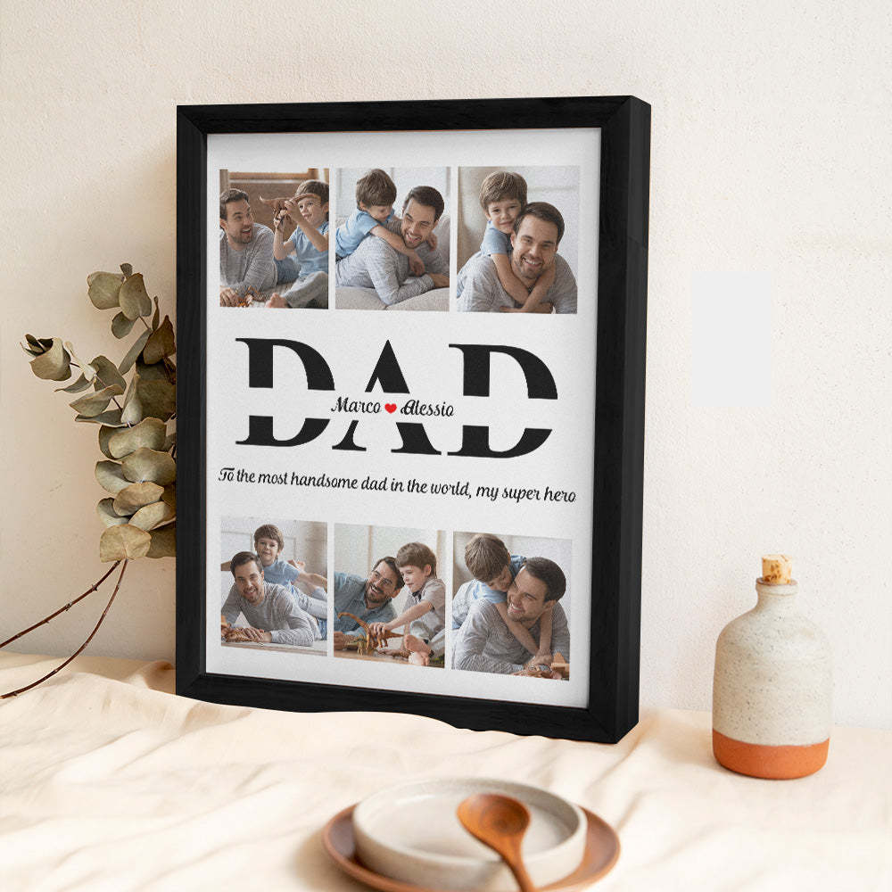 Custom Photo and Text Wooden Frame Unique Design Father's Day Gifts - yournamenecklaceuk