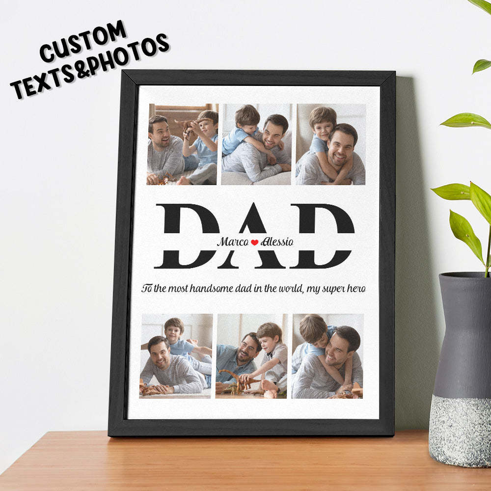 Custom Photo and Text Wooden Frame Unique Design Father's Day Gifts - yournamenecklaceuk