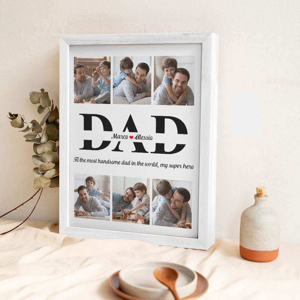 Custom Photo and Text Wooden Frame Unique Design Father's Day Gifts - yournamenecklaceuk