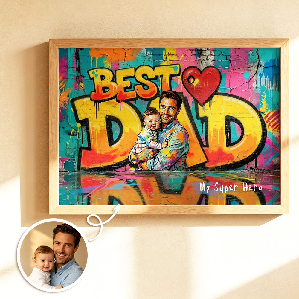 Personalized Photo Graffiti Poster Custom Photo Street Art Wall Decor Fathers Day Gift for Dad -  NameNecklaceUK